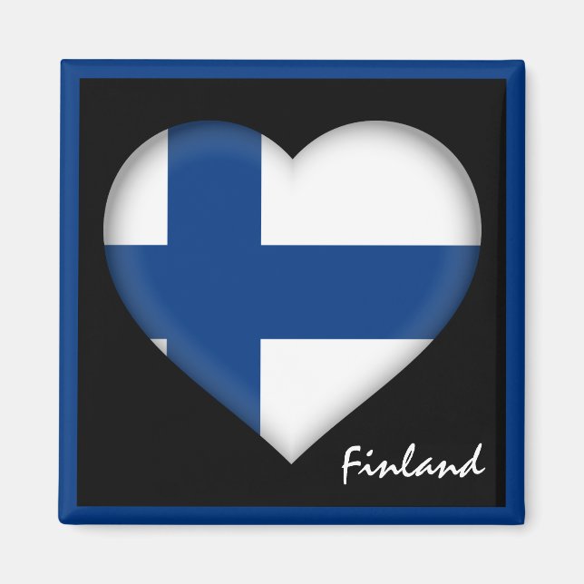 Aimant Drapeau finlandais & Coeur, Finlande vacances /spo (Devant)