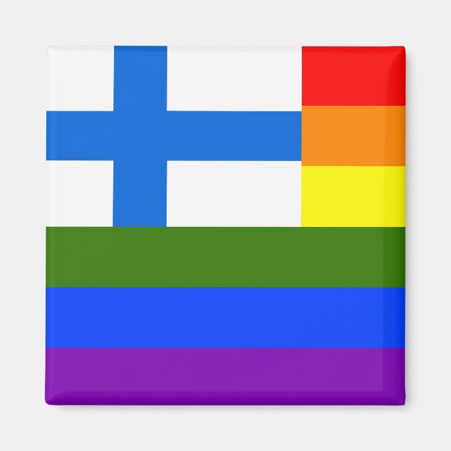 AIMANT DRAPEAU FINLANDAIS LGBT RAINBOW FINLANDE (Devant)