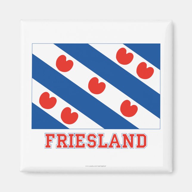 Aimant Drapeau Friesland avec nom (Devant)