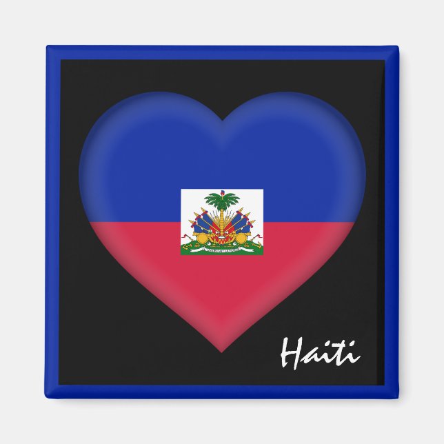 Aimant Drapeau haïtien & Coeur Haïti vacances /sports (Devant)