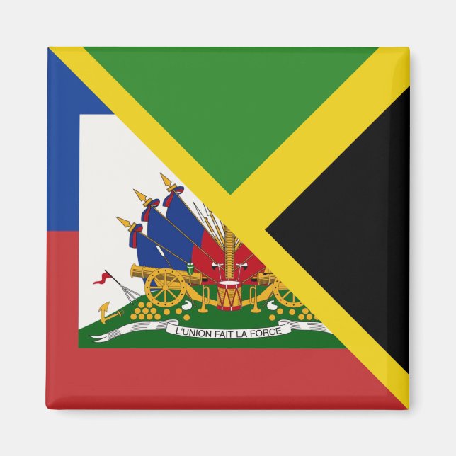 Aimant Drapeau haïtien jamaïcain | Half Jamaïque Haïti (Devant)