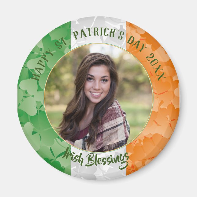 Aimant Drapeau irlandais de la fête de la Saint Patrick c (Devant)