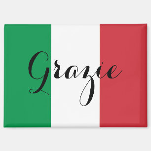 Aimant Drapeau italien Calligraphie élégante Grazie