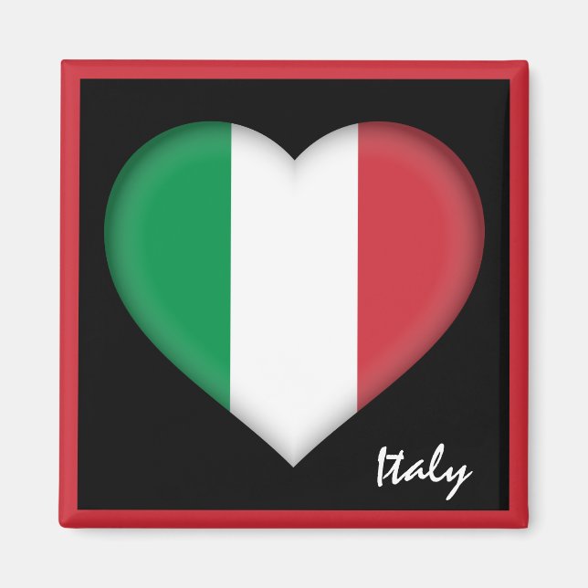 Aimant Drapeau italien & Voyage de coeur italien Italie / (Devant)