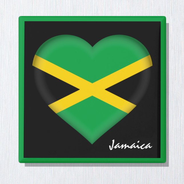 Aimant Drapeau jamaïcain & Coeur jamaïcain, vacances /spo (Créateur téléchargé)