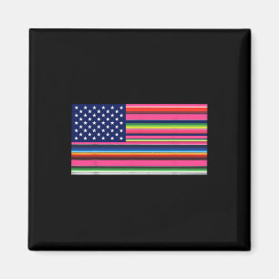 Aimant Drapeau Mexicain Américain Usa Serape Cinco De May