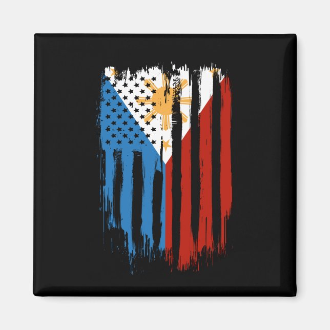 Aimant Drapeau mi-américain mi-philippin Philippines (Devant)