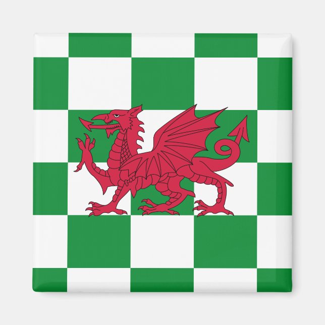 Aimant Drapeau mystique de dragon celtique rouge du Pays  (Devant)