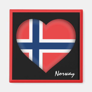 Aimant Drapeau norvégien & Coeur Norvège vacances /sports