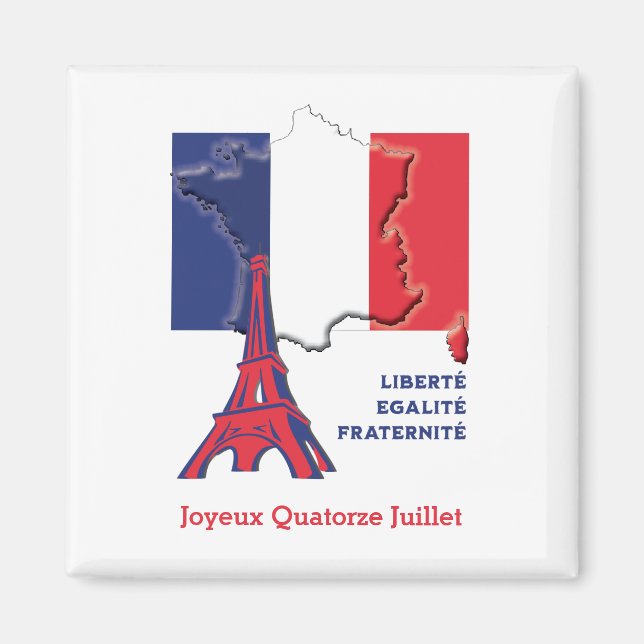 Aimant Drapeau patriotique français BASTILLE DAME (Devant)