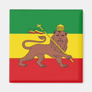 Aimant Drapeau rastafarien d'Ethiopie Lion de Judah