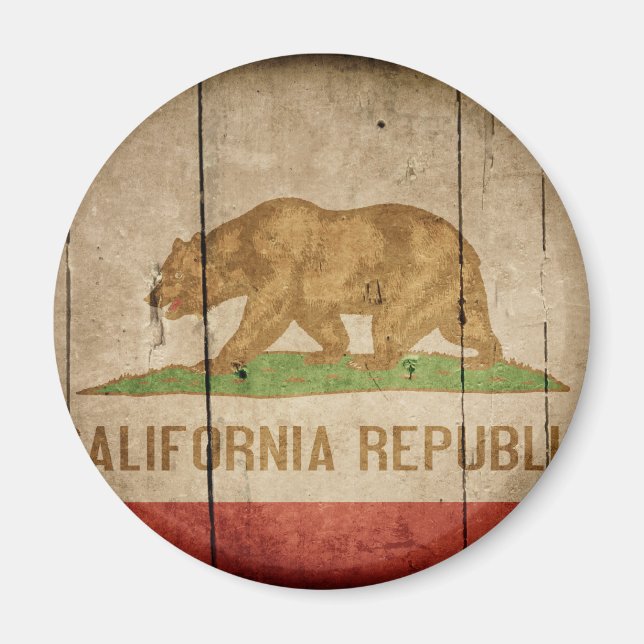 Aimant Drapeau robuste de la Californie du bois (Devant)