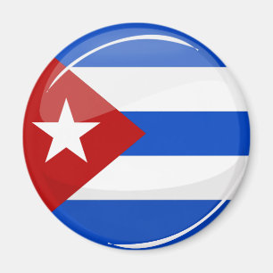 Aimant Drapeau rond brillant de Cuba