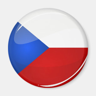 Aimant Drapeau rond brillant de la République tchèque