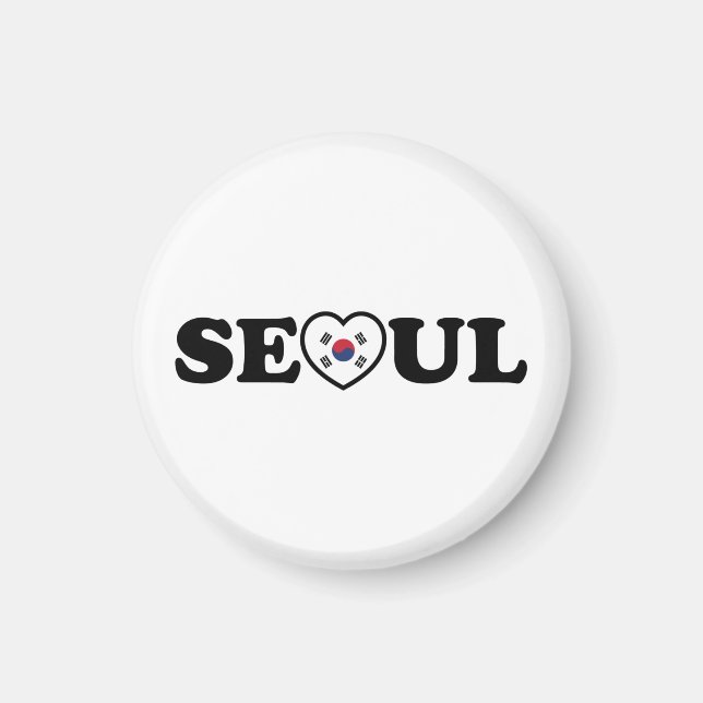 Aimant Drapeau Seoul Love Heart Taegeukgi (Devant)