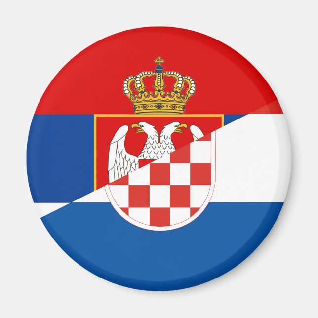 Aimant drapeau serbie croatie pays demi symbole (Devant)