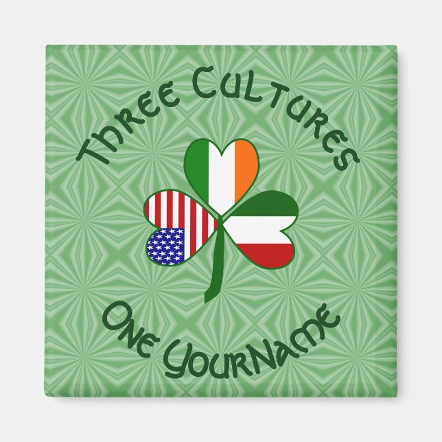 Aimant Drapeau Shamrock irlandais américain italien perso (Devant)