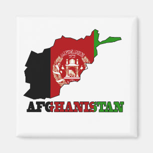 Aimant Drapeau sur la carte d'Afghanistan