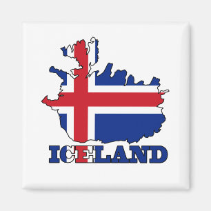 Aimant Drapeau sur la carte de l'Islande