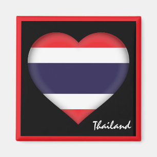 Aimant Drapeau thaïlandais & Coeur thaïlandais, vacances 