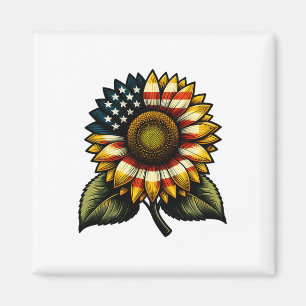 Aimant Drapeau Tournesol Américain Patriotique Mignonne F