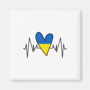 Aimant Drapeau ukrainien Battement de coeur Ecg Coeur