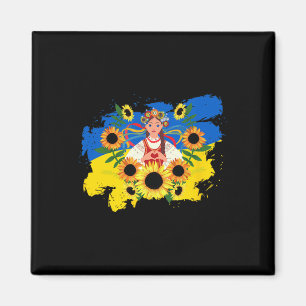 Aimant Drapeau ukrainien floral femme cœur mains soutien