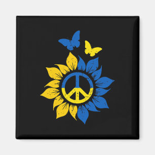 Aimant Drapeau ukrainien tournesol vintage Je suis avec l