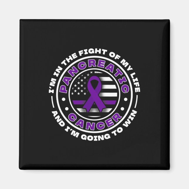 Aimant Drapeau Usa Avec Rubans Violets Pour Cancer Pancré (Devant)