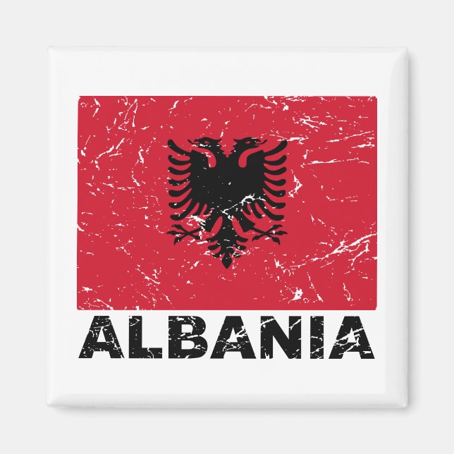 Aimant Drapeau Vintage Albanie (Devant)