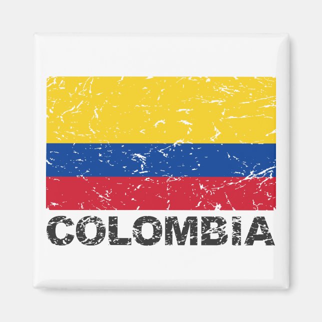 Aimant Drapeau Vintage de Colombie (Devant)