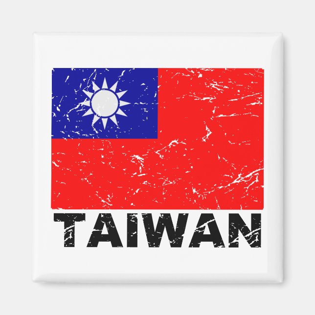Aimant Drapeau Vintage de Taïwan (Devant)
