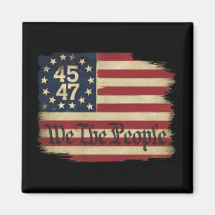 Aimant Drapeau vintage en détresse We The People Trump 45