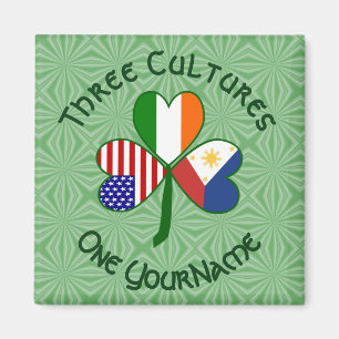 Aimant Drapeaux américains irlandais philippins Shamrock 