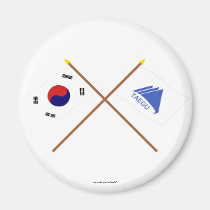 Aimant Drapeaux croisés de la Corée et de Taegu