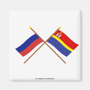 Aimant Drapeaux croisés de la Russie et de Kaliningrad
