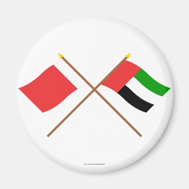 Aimant Drapeaux croisés des EAU et de Dubaï (Devant)