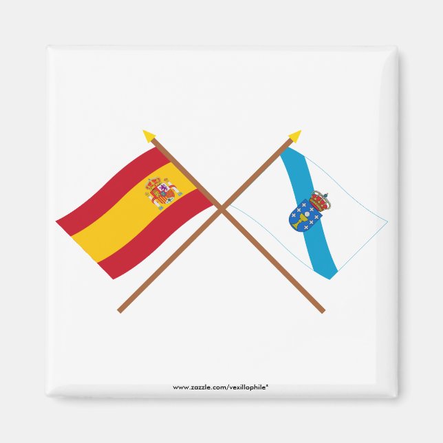 Aimant Drapeaux croisés d'Espagne et de Galice (Devant)