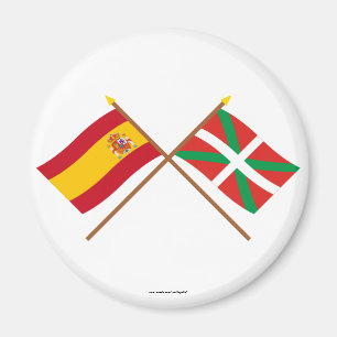 Aimant Drapeaux croisés d'Espagne et de País Vasco (Eus
