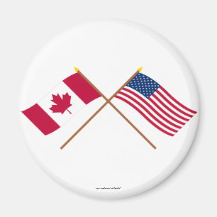 Aimant Drapeaux croisés du Canada et des États-Unis