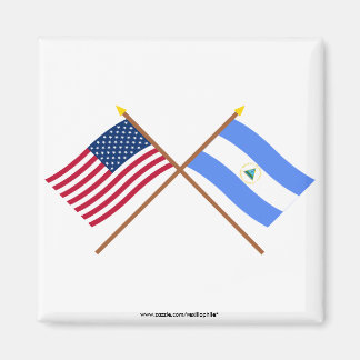 Aimant Drapeaux croisés États-Unis et Nicaragua