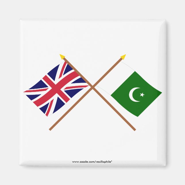 Aimant Drapeaux croisés Royaume-Uni et Pakistan (Devant)