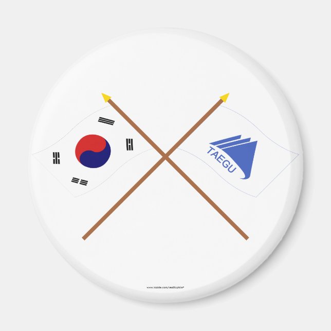 Aimant Drapeaux de la Corée et du Taegu (Devant)