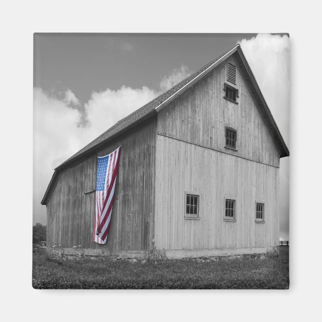 Aimant Drapeaux de nos agriculteurs - Grange avec drapeau (Devant)
