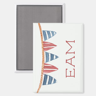 Aimant Drapeaux de plage nautiques côtiers monogrammes
