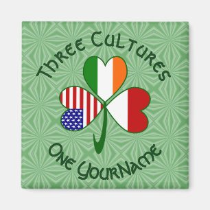 Aimant Drapeaux Indonésiens Irlandais Américains Shamrock