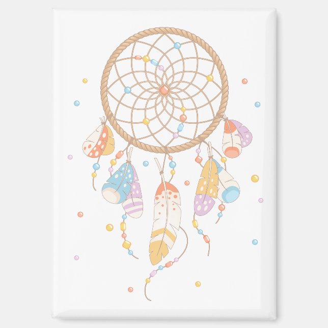 Aimant Dreamcatcher Tribal Boho Sur Blanc V2 (Recto)