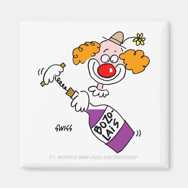 Aimant Drôle Beaujolais Vin Humour Clown Cartoon (Devant)