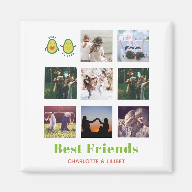 Aimant Drôle BFF PHOTO COLLAGE Cadeau personnalisé AVOCAD (Devant)