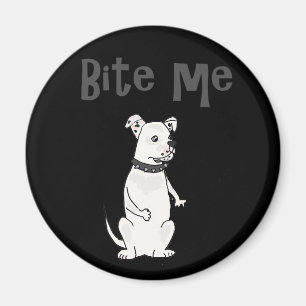 Aimant Drôle blanc américain Bulldog Bite me Cartoon